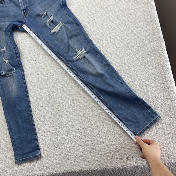 JACK & JONES Mens Liam Distressed Skinny Jeans W34 L32 Blue Cotton Punk Raw - Picture 7 of 9